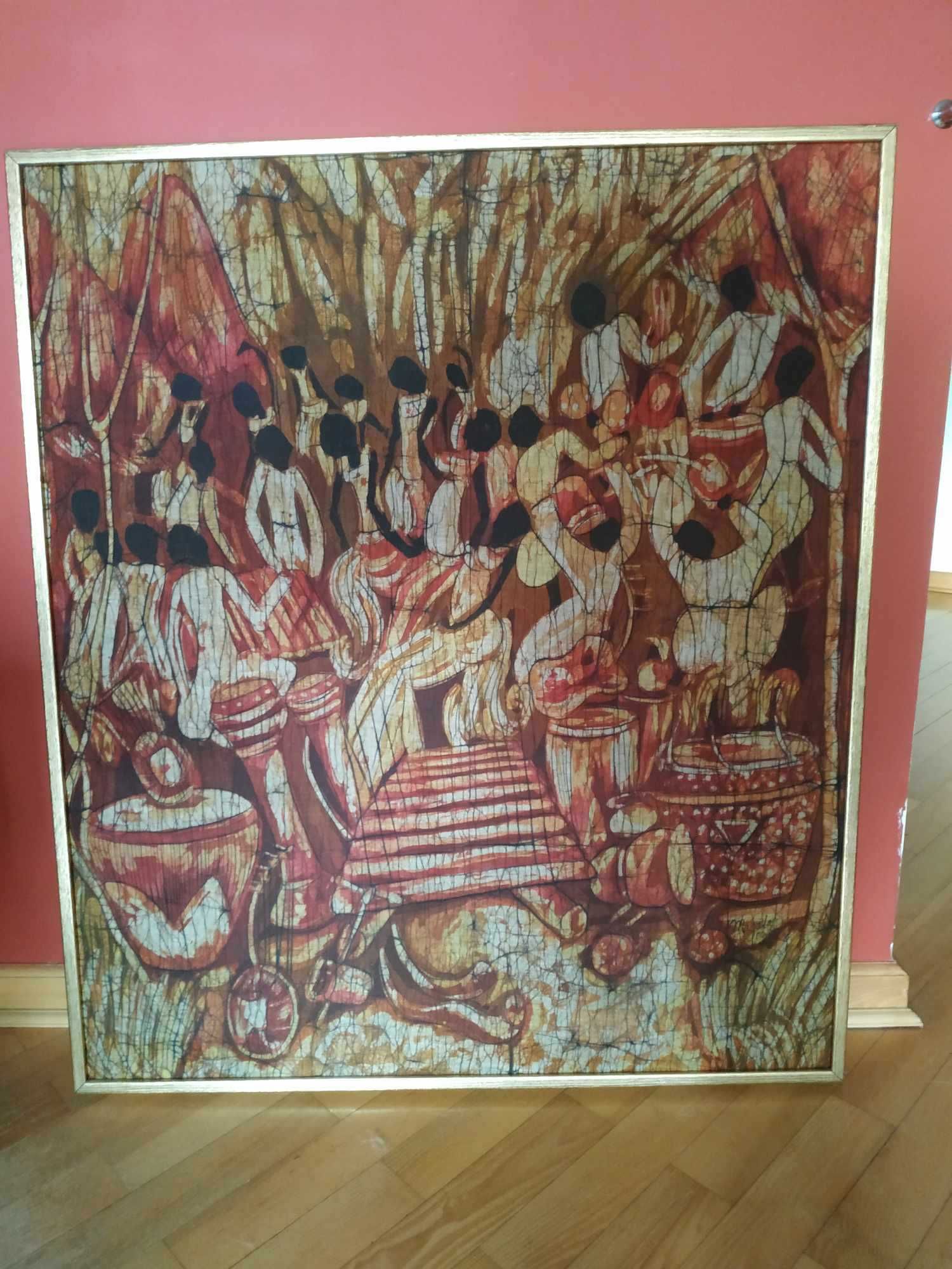 Afrykański obraz na tkaninie 100x85 cm