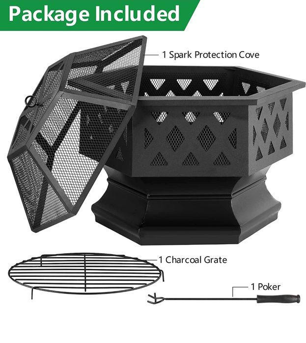 Fogueira exagonal de Jardim 70cm diâmetro
