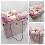 Elegancki Flower Box z Kwiatami z Wosku Sojowego torebka prezent
