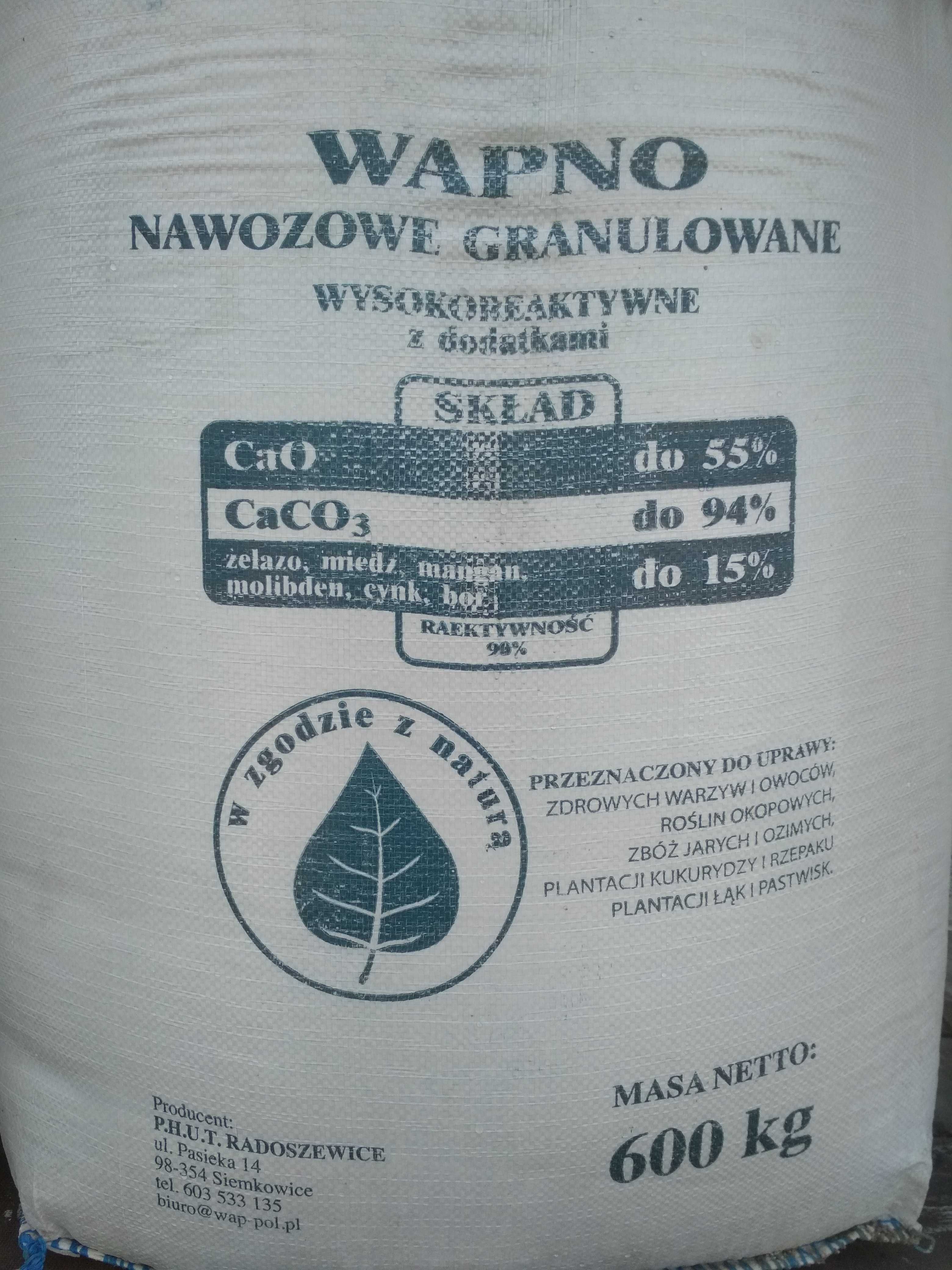 Wapno granulowane nawozowe i magnezowe