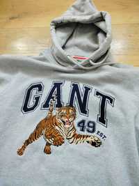 Bluza z kapturem Gant Tiger Tygrys kot szara hoodie M