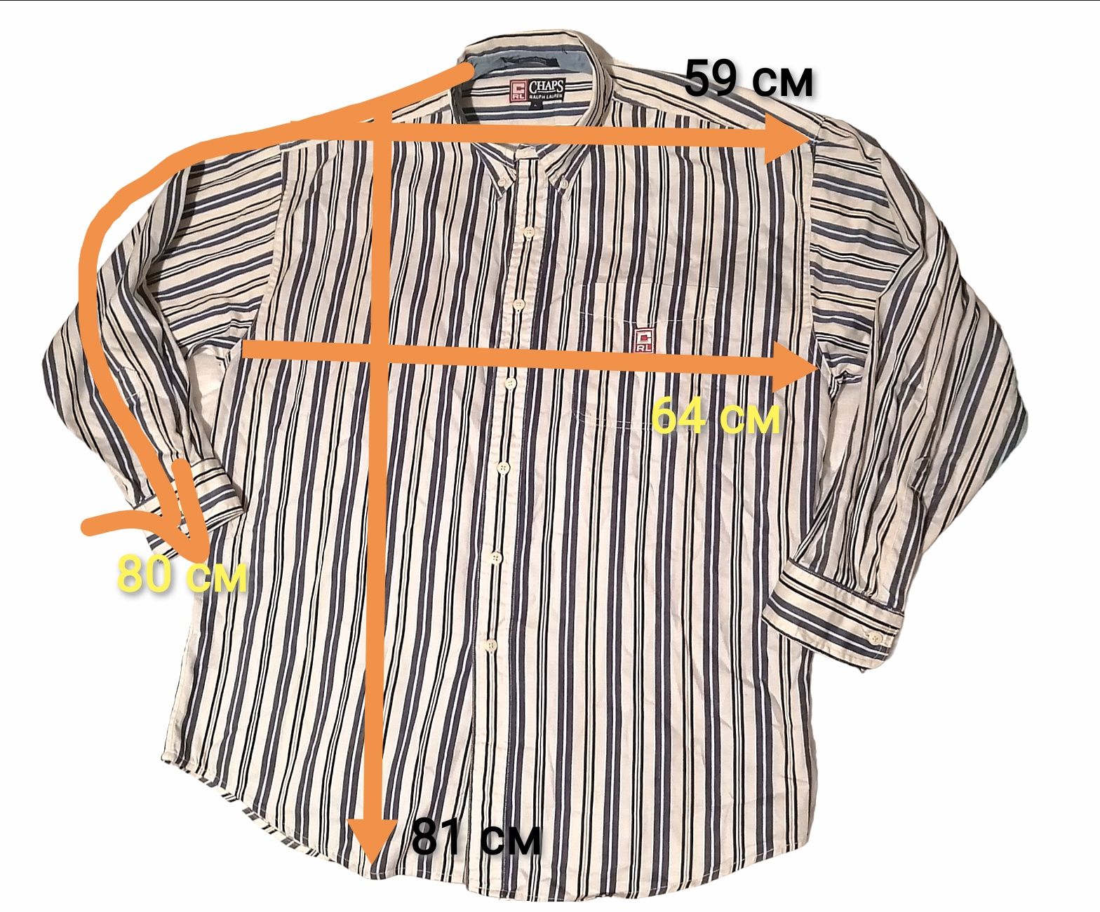 Рубашка Ralph Lauren Chaps винтажная оверсайз полоска мужская L сорочк