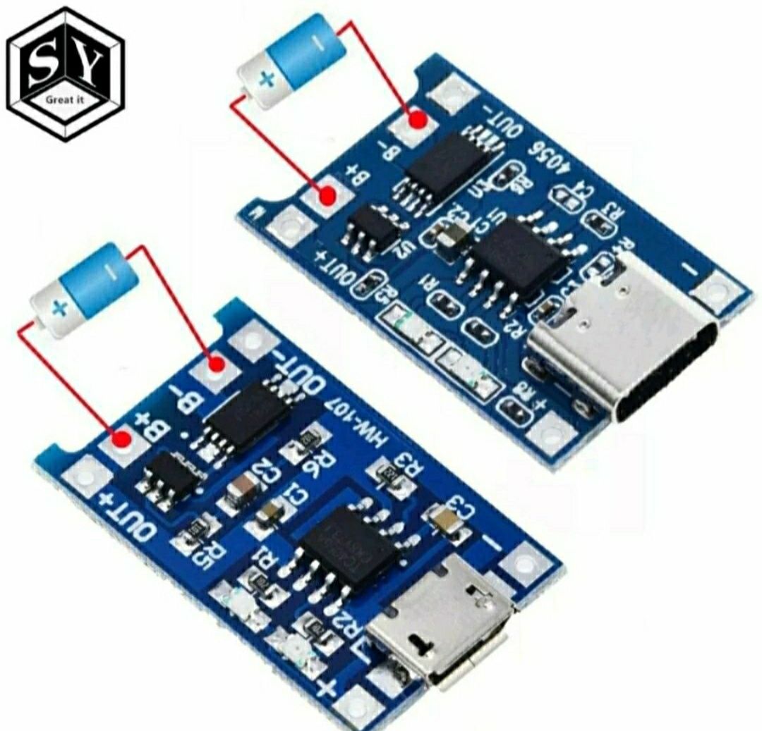 Контролери заряду TP4056, IP2312, модулі зарядки, адаптери.

Плати кон