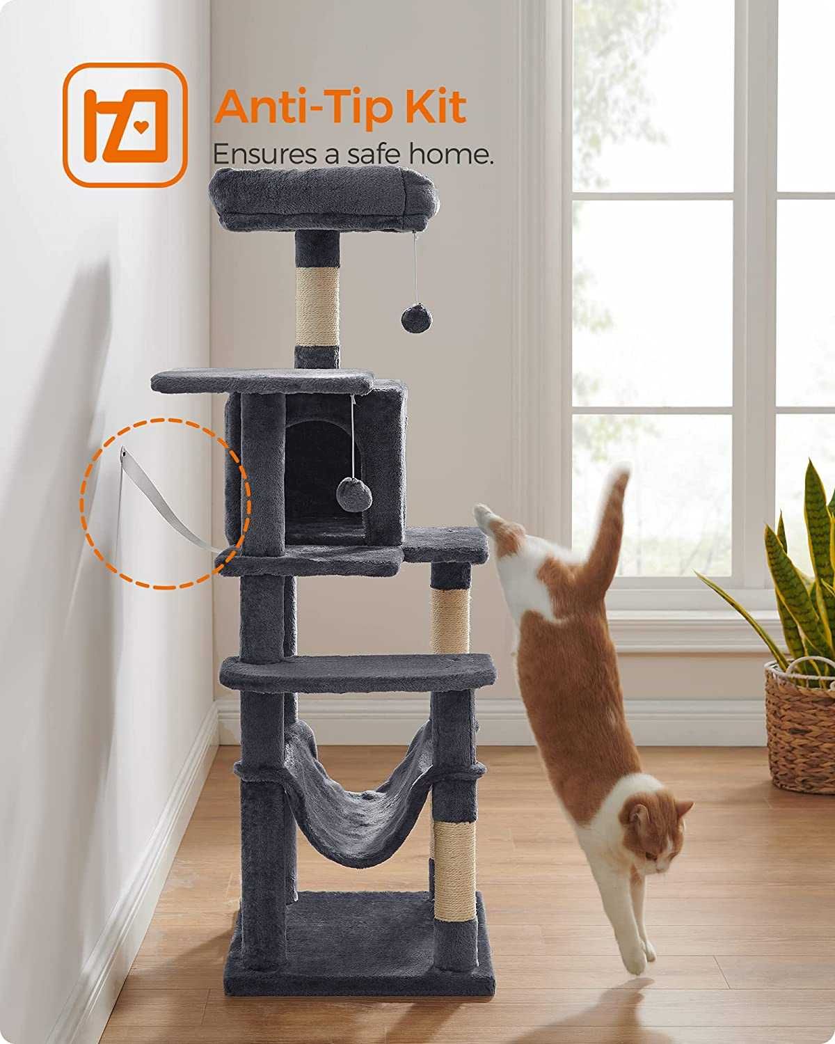 Drapak dla kota duży z domkiem piłeczkami legowiskiem hamakiem 143cm