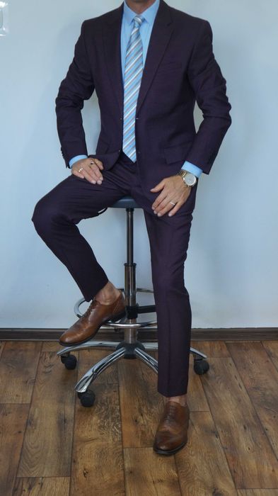 Garnitur H&M Rozmiar 48 175/104/84 Kolor Fiolet Głęboki Skinny Fit