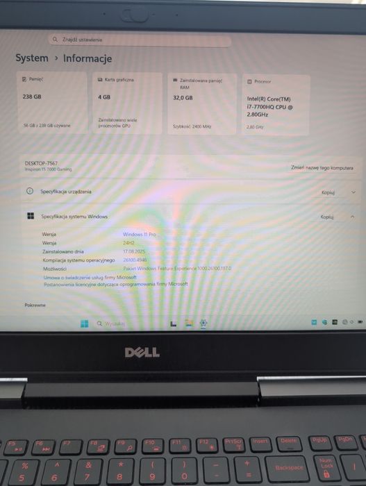 Laptop Dell Inspiron 15, 32GB RAM, 256 SSD, Intel i7, NVIDIA 1050Ti