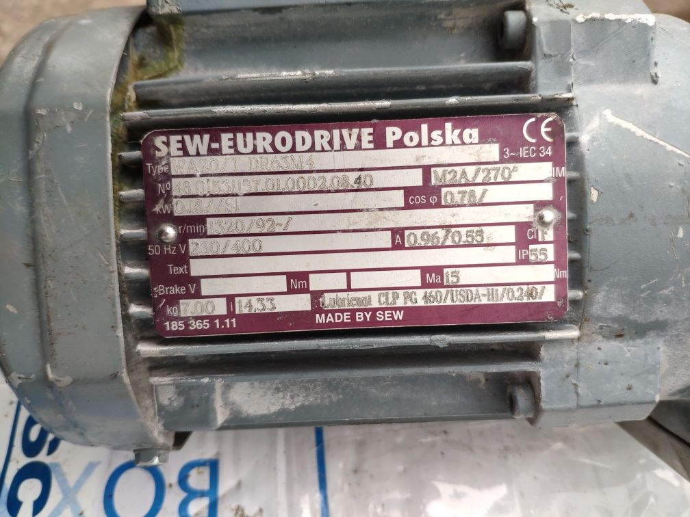 SEW Eurodrive 0.18kw 92 obroty przekładnia motoreduktor