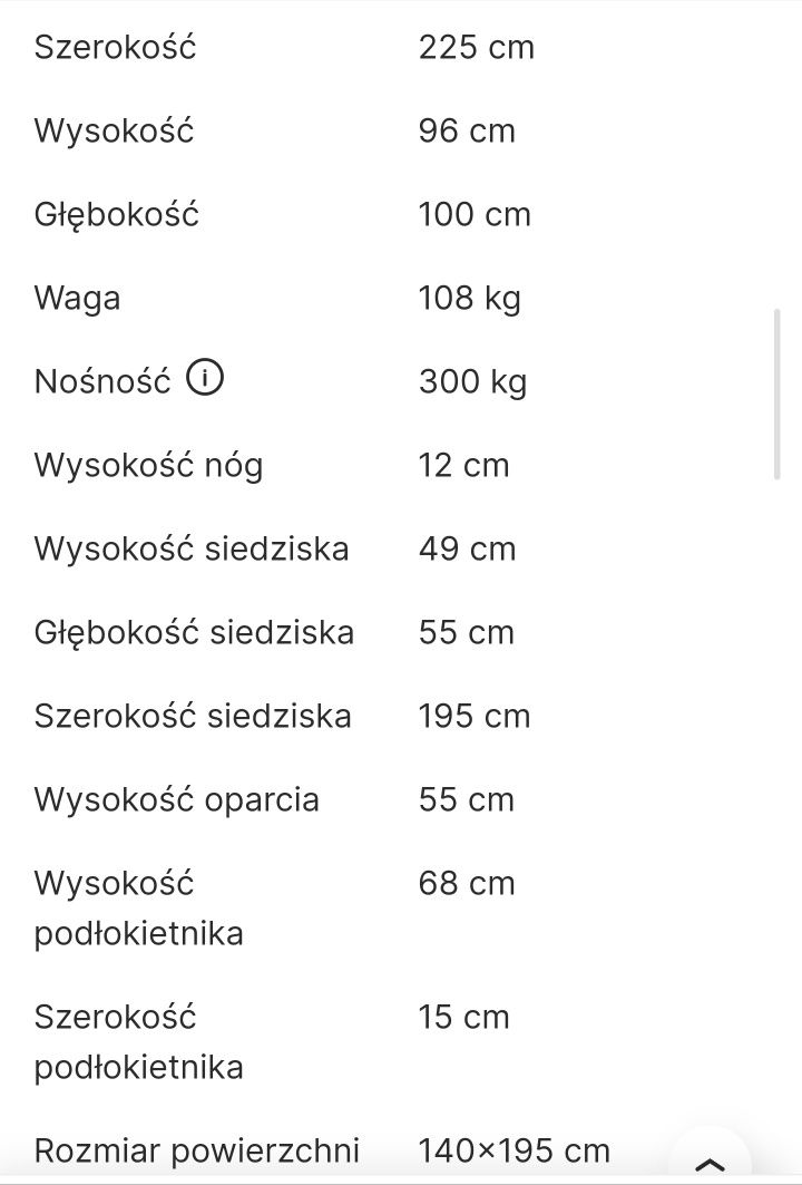 Sofa rozkładana Santo 3-osobowa ze schowkiem 225 cm