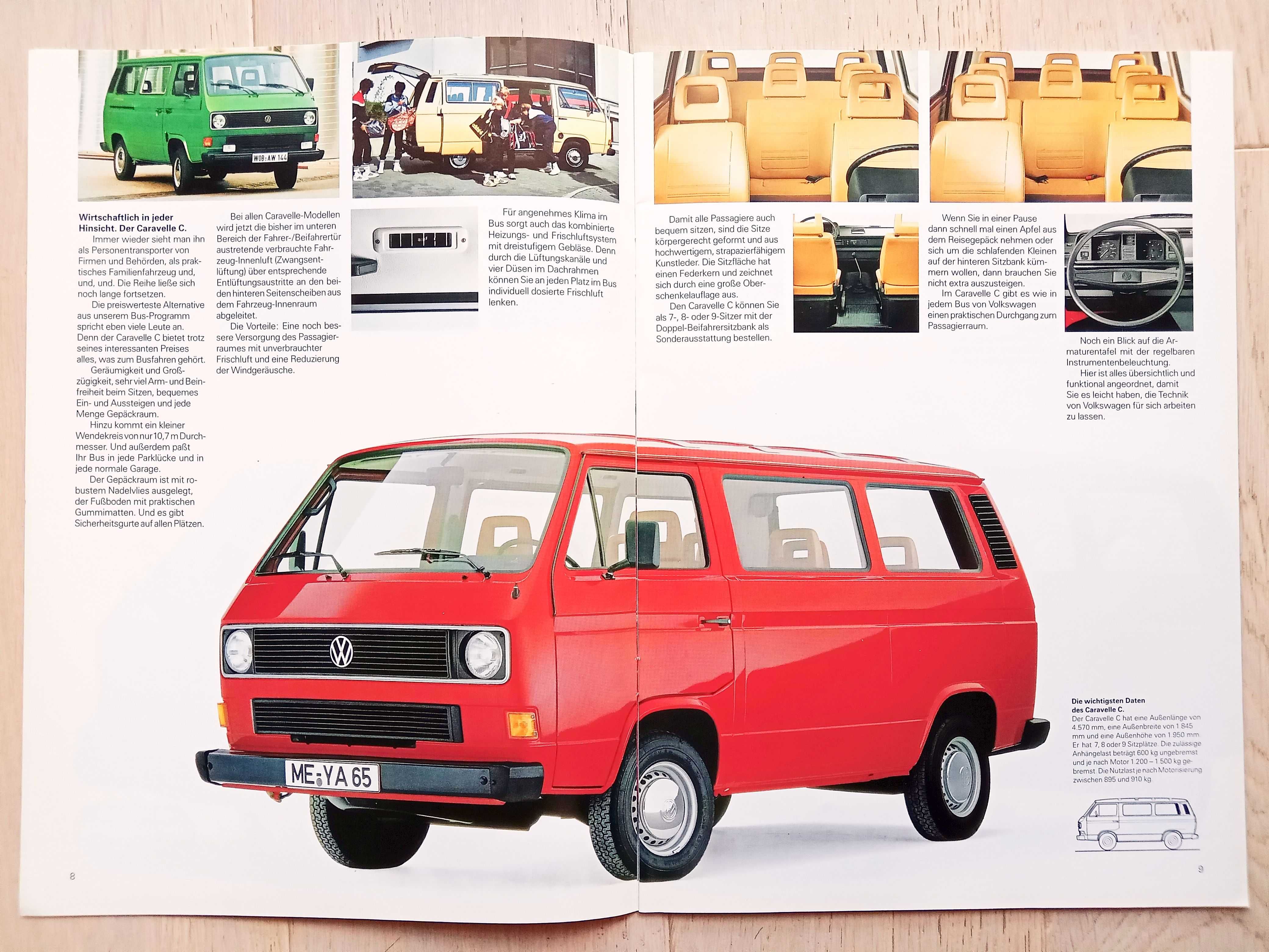 Volkswagen T3 '89 Caravelle (Kombi Carat Multivan Syncro) prospekt BDB