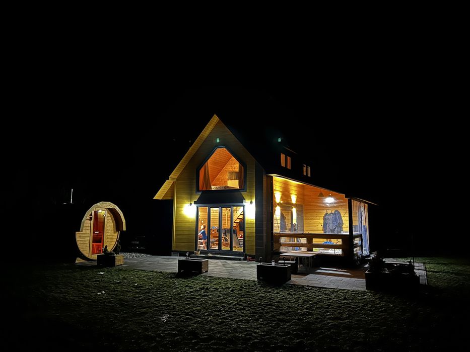 Wynajem domku z sauną i kominkiem dla 10 osób, blisko jezior i rzeki