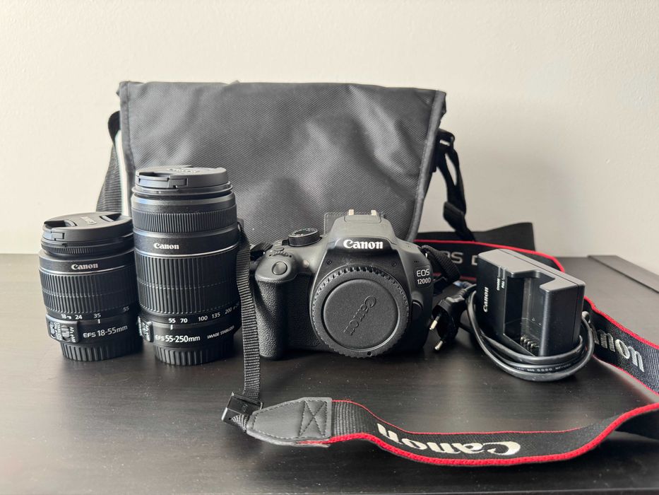 Canon EOS 1200D Camera + 18-55mm lens + 55-250mm lens + bag