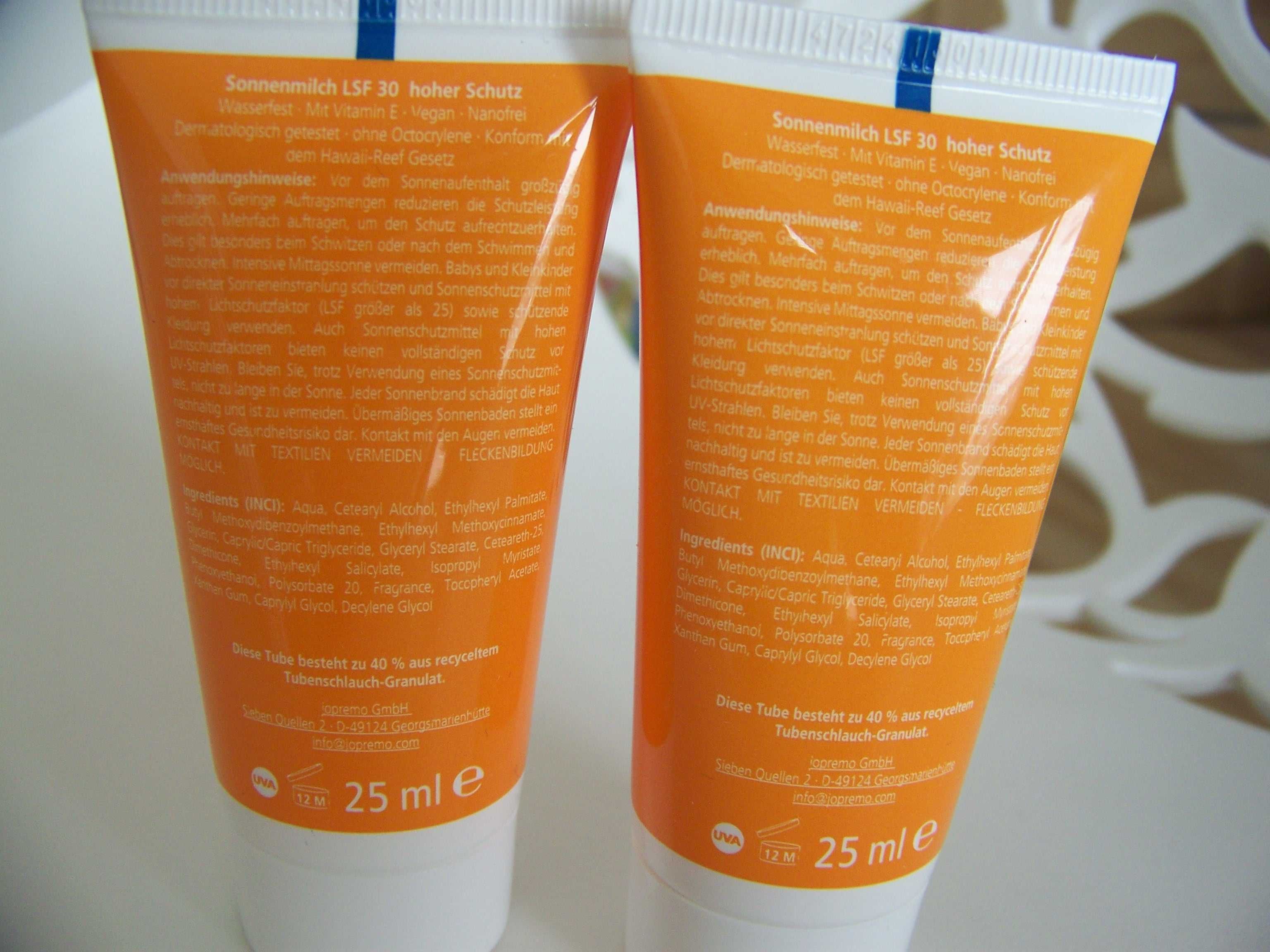 Mleczko do opalania z Niemiec filtr 30 nowe 50 ml dł. data wodoodporne
