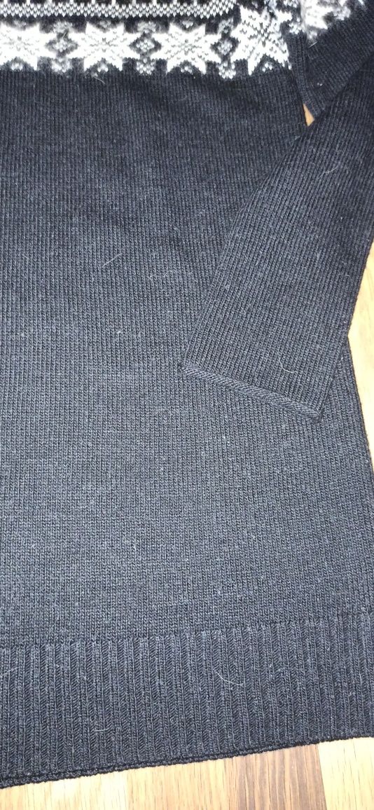 Długi wełniany sweter Topshop 40 czarny zimowy print