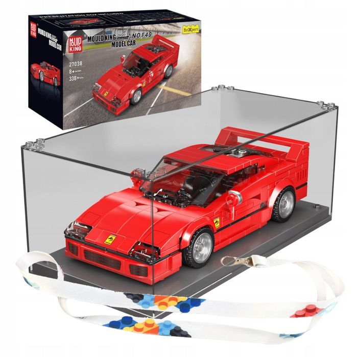 Klocki 338 el. Ferrari auto sportowe + gablota Mould King 27038