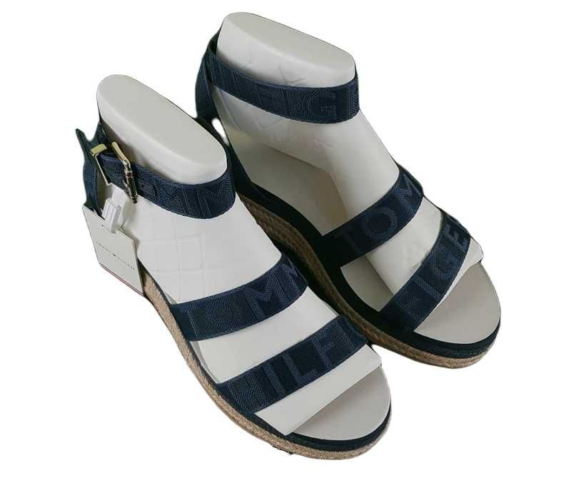 Damskie sandały Tommy Hilfiger Wedge Sandal granatowe nowe oryg. - 41