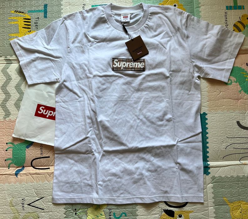 Koszulka Supreme x Burberry box logo biała Mka