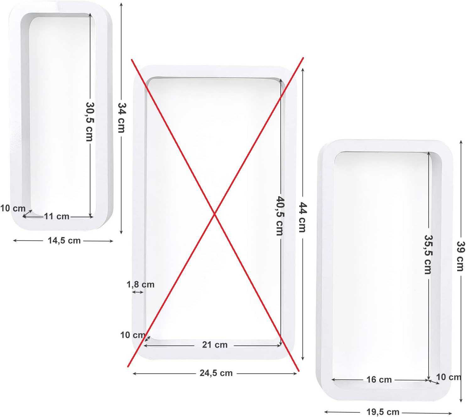 Songmics zestaw półek z płyty MDF,  biały - 2 elementy