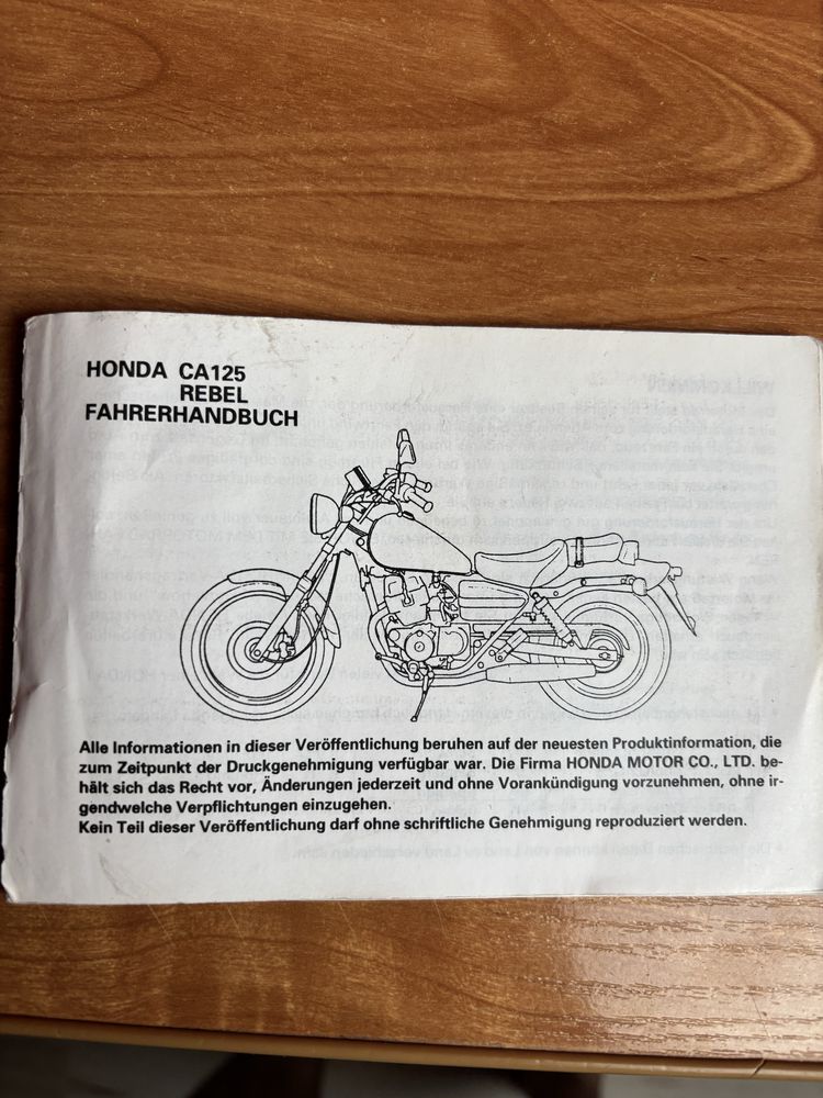 Honda rebel 125 instrukcja obsługi