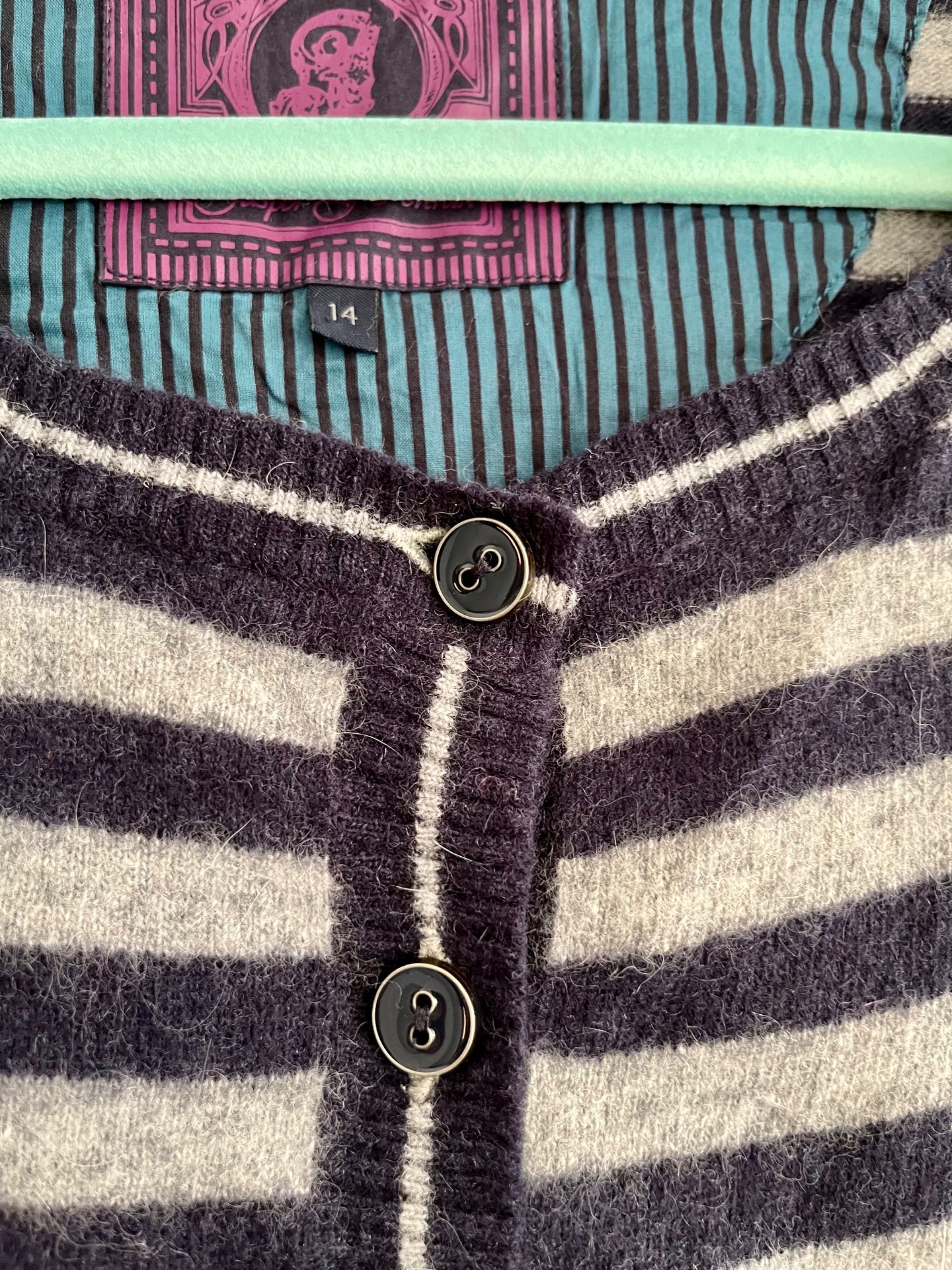 Debenhams sweterek w paski z wełny owczej 40 38