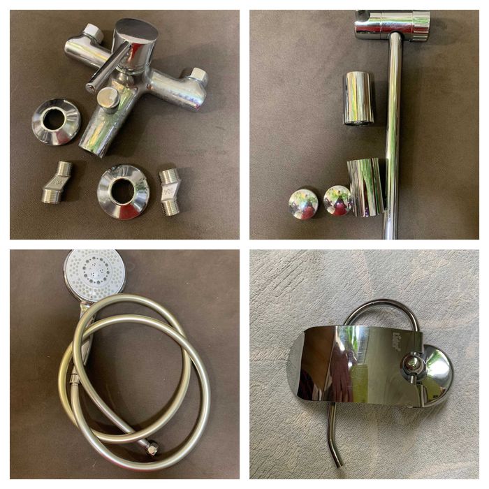 Сантехника - смеситель для ванной, душевой шланг с лейкой с держателем