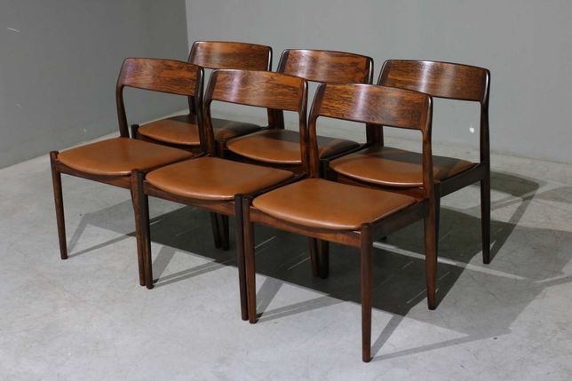 Conjunto de cadeiras dinamarquesas em pau santo e couro | Design