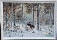 Картина маслом "Утро в зимнем лесу". Возможен торг!