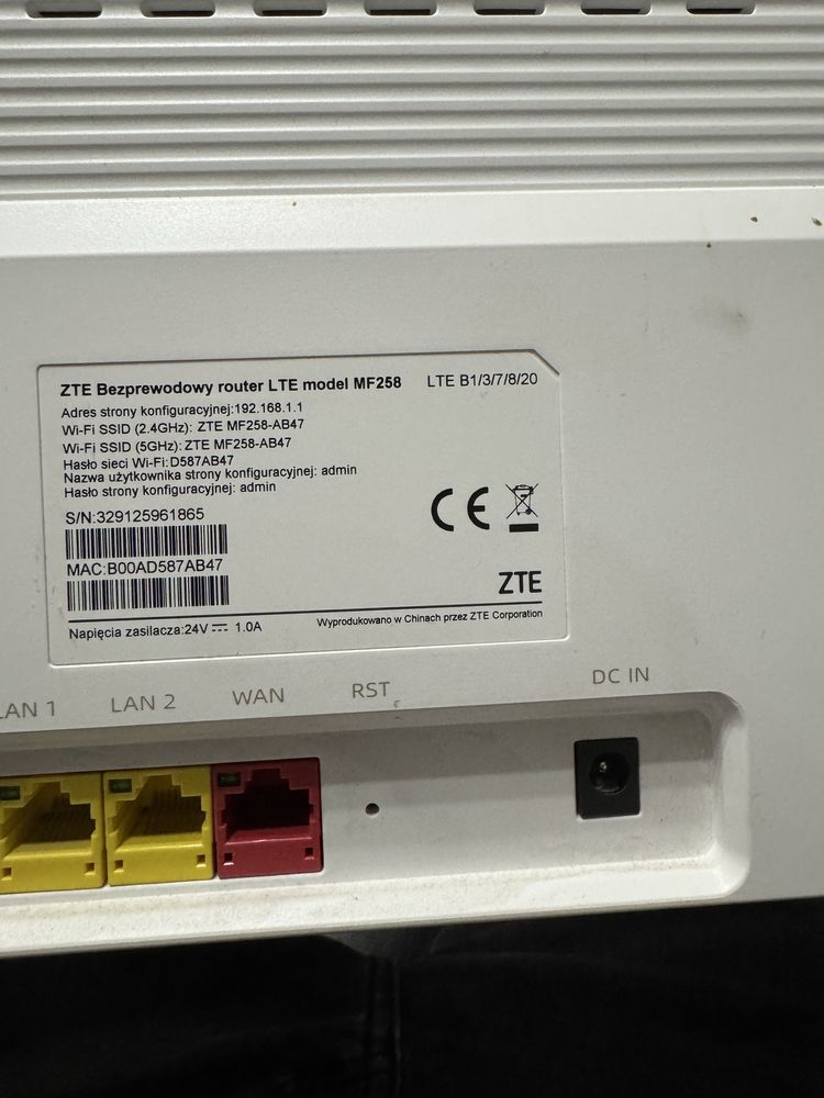 ZTE Bezprewodowy router LTE model MF258