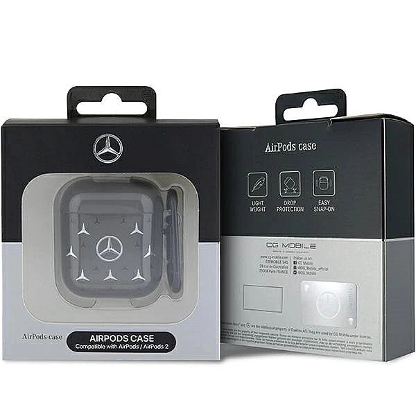 Etui Mercedes Large Star Pattern na AirPods 1 / 2 - czarne