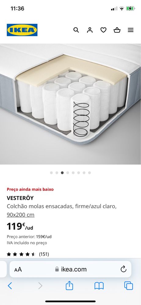 Colchão novo 90-200, apenas aberto mas nunca usado