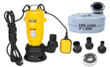 Pompa wody czystej brudnej szamba 750W PŁYWAKIEM 4x złącza +WĄŻ 2" 20m