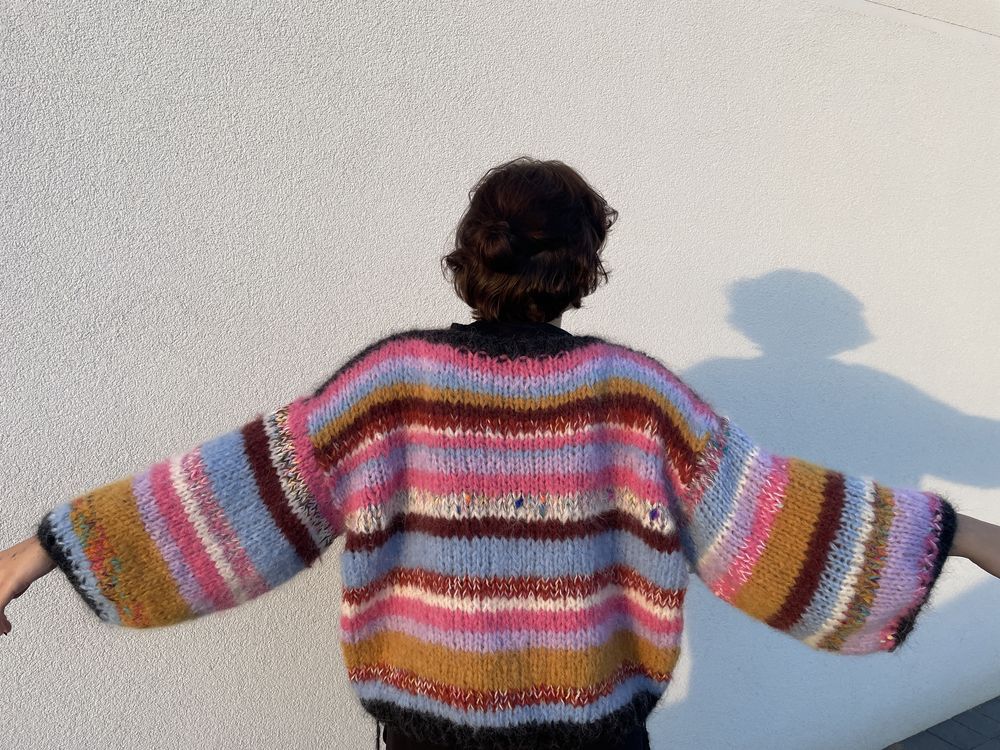 Sweter z wełny alpaki i merino. Ręcznie robiony. Handmade