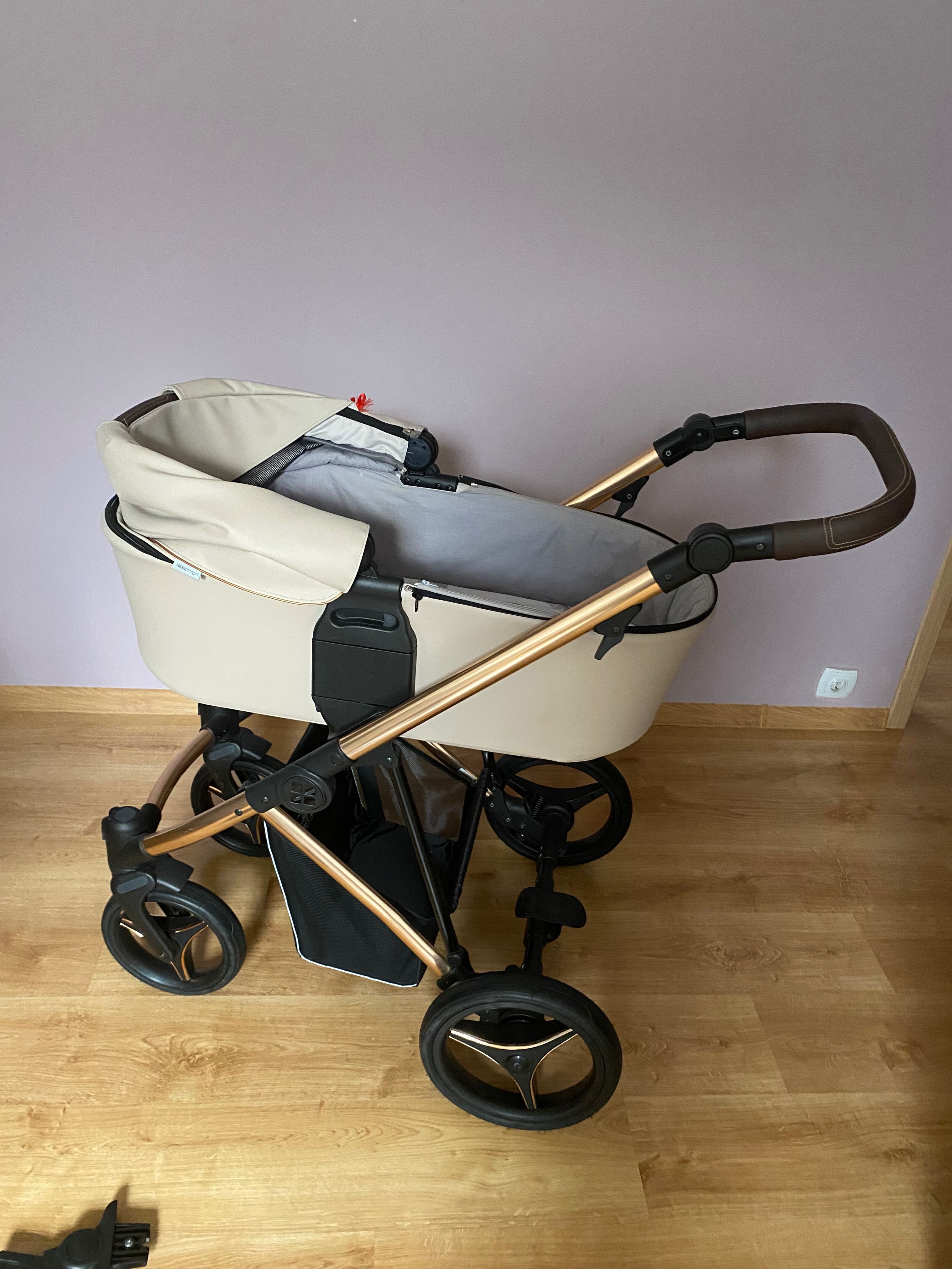 Wózek bebetto flavio 2w 1 premium class rose gold  z dodatkami.
