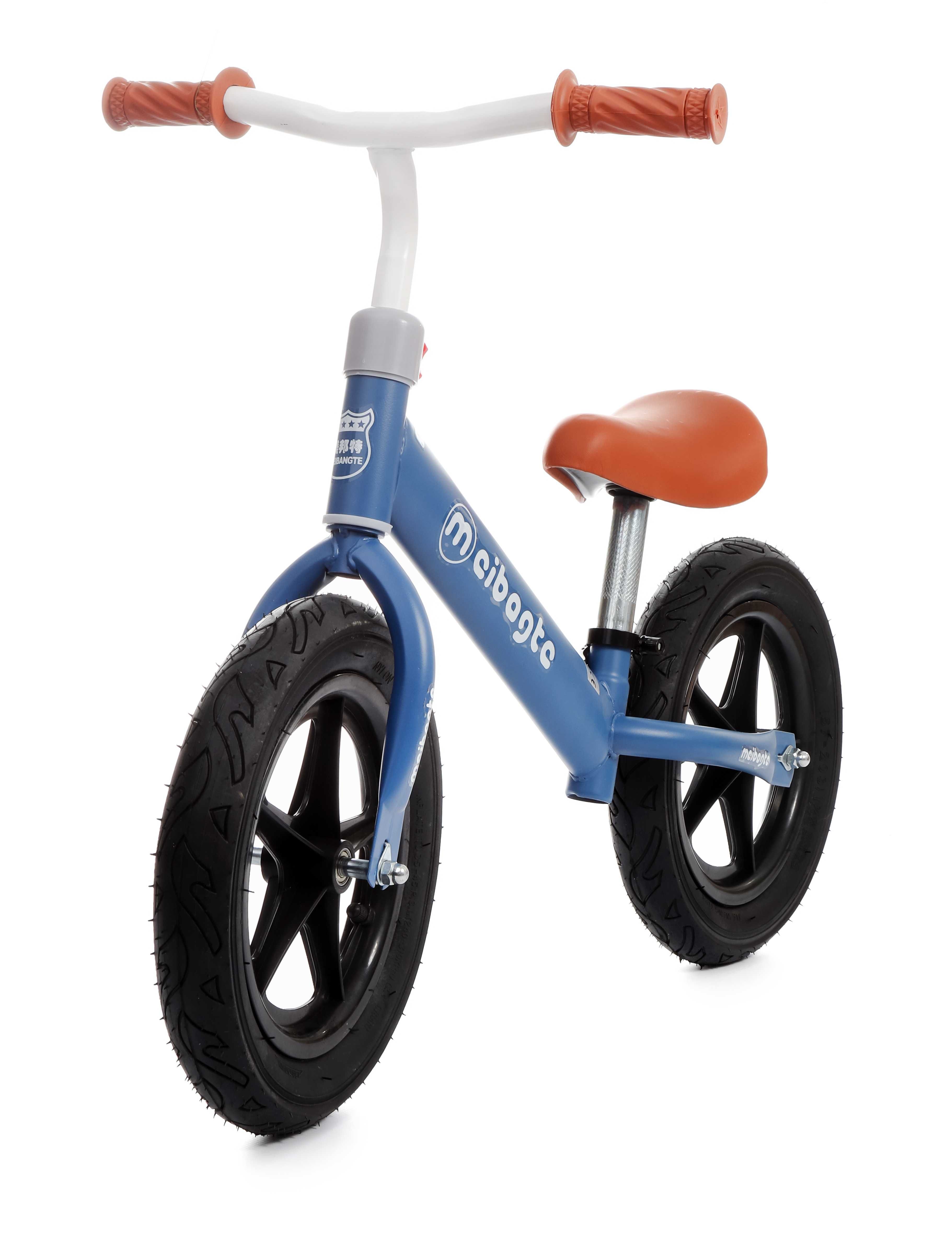 Niebieski rowerek biegowy dziecięcy 12 cali pompka dla dwulatka