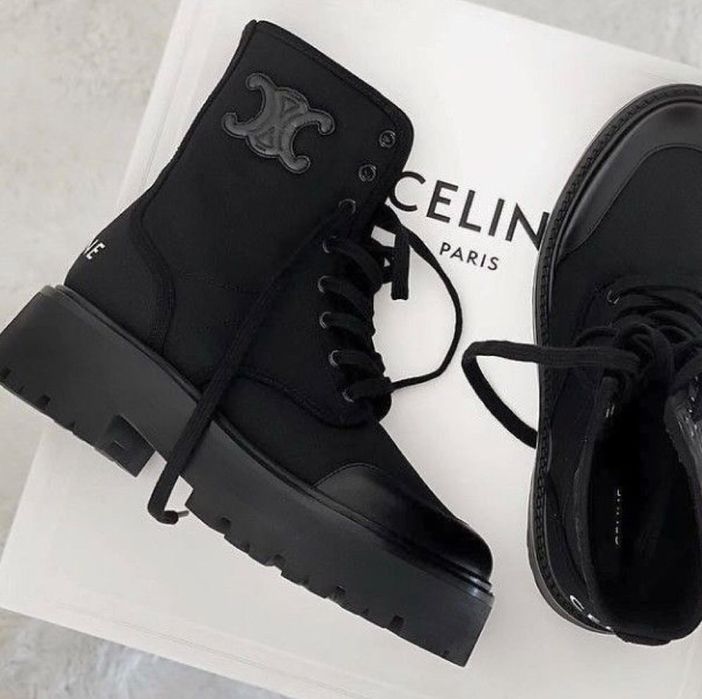 Botki celine damskie buty trapery kozaki traperki czarne