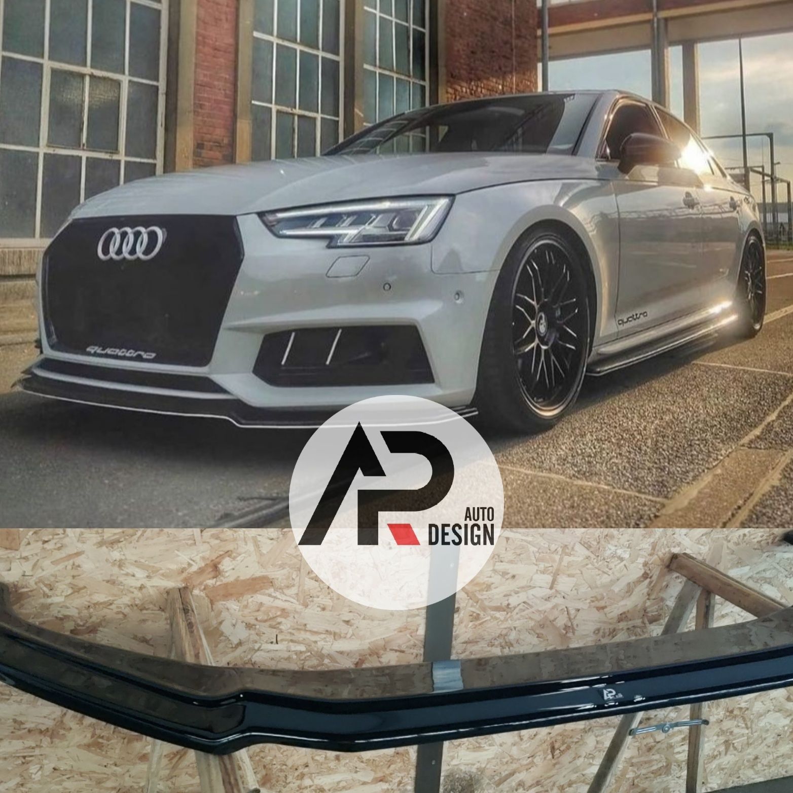 Audi A4 B9 Lip Aba Lamina Frontal RS Preto brilhante