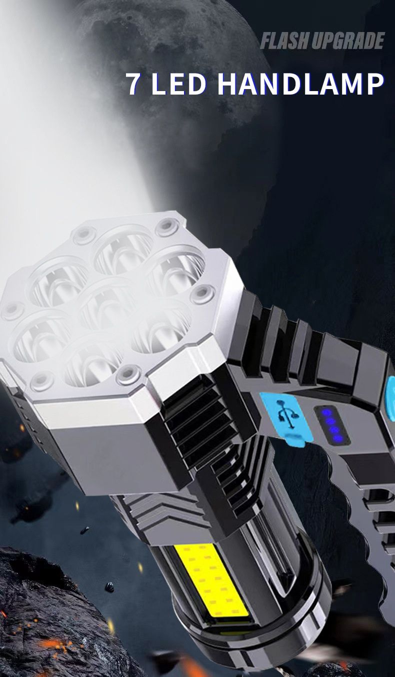 Latarka akumulatorowa LED_duża moc 7Led_ładowanie USB.