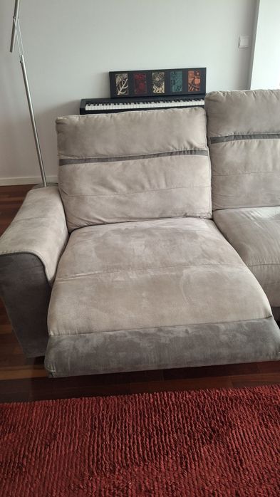 Sofa 3 lugares microfibra elétrico com chaise longue