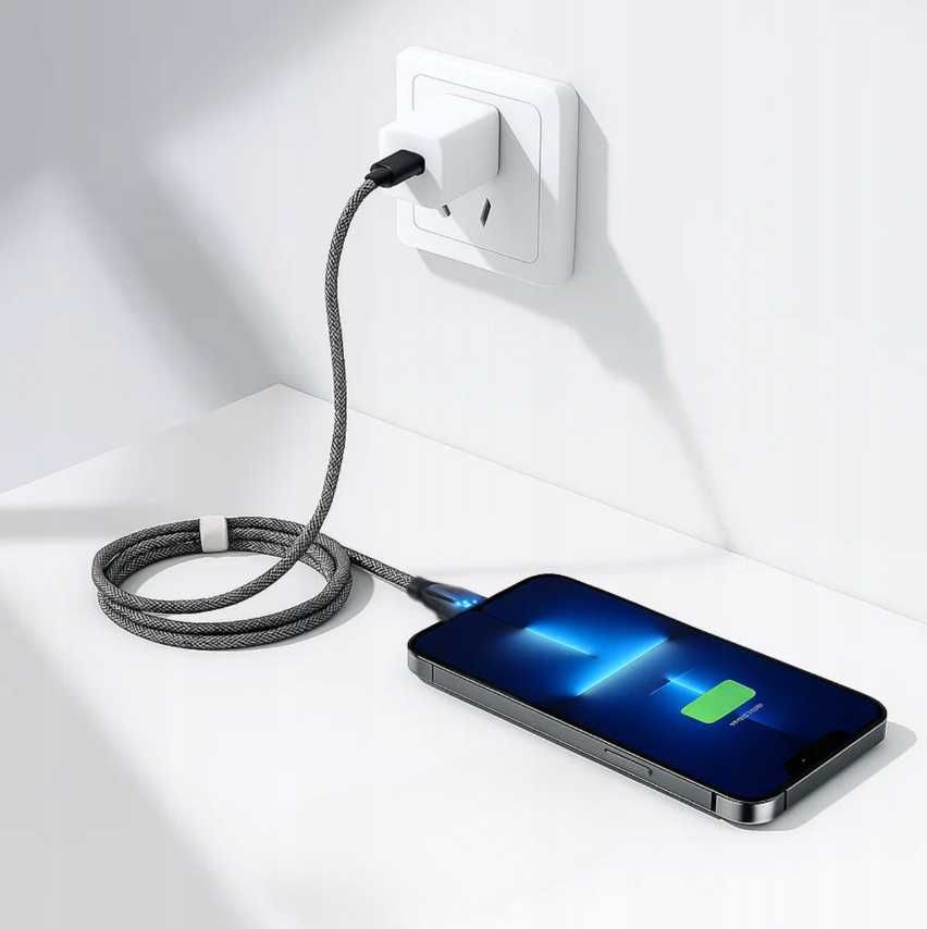 Kabel USB – Lightning Quick Sync z diodą LED 2.4A szary 1m