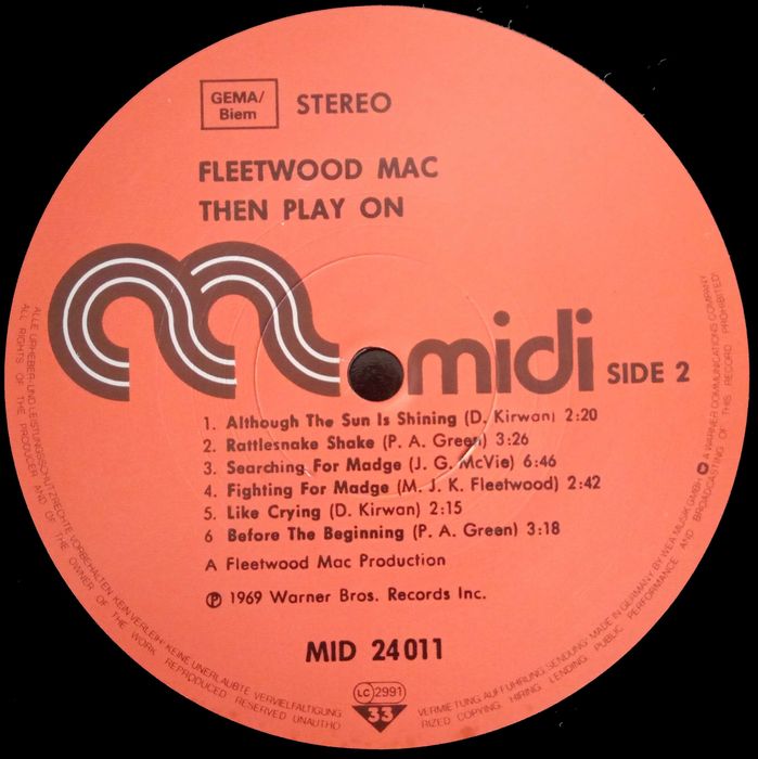 Fleetwood Mac	- - - - -	Then Play On	- - - - -	LP