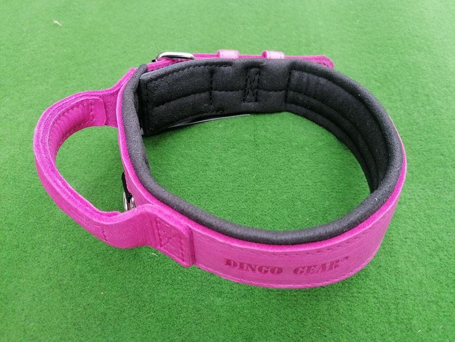 Mocna obroża skórzana z rączką 56-64 cm do treningu obrony szkolenia