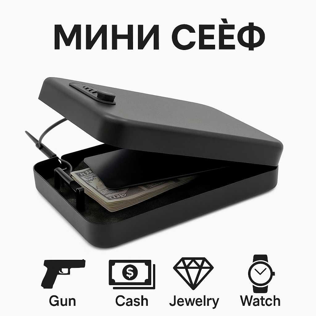 Мини сейф для оружия и ценностей. Компактный и прочный.