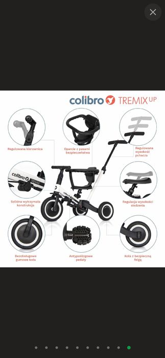 Велосипед триколісний Colibro TREMIX UP 6 в 1 CT-43-02 Blank білий