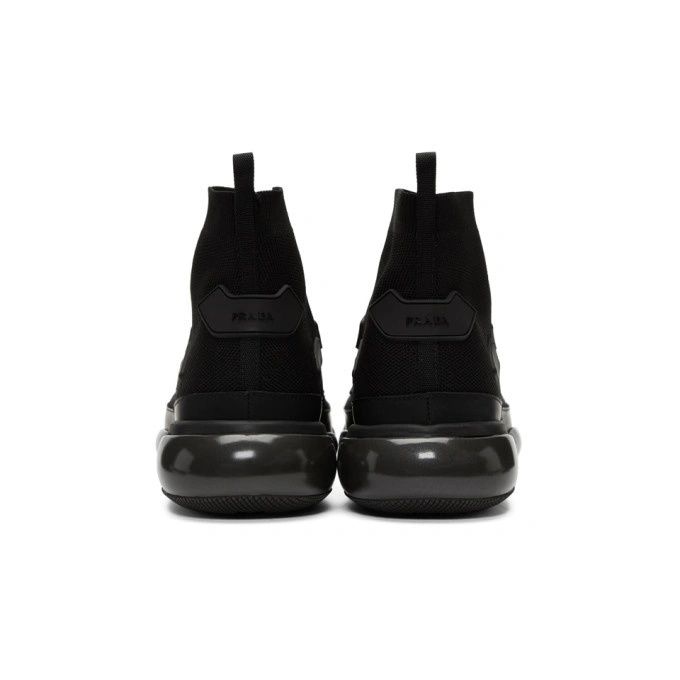 Кроссовки мужские Prada Black Sport Knit High Top Sneakers