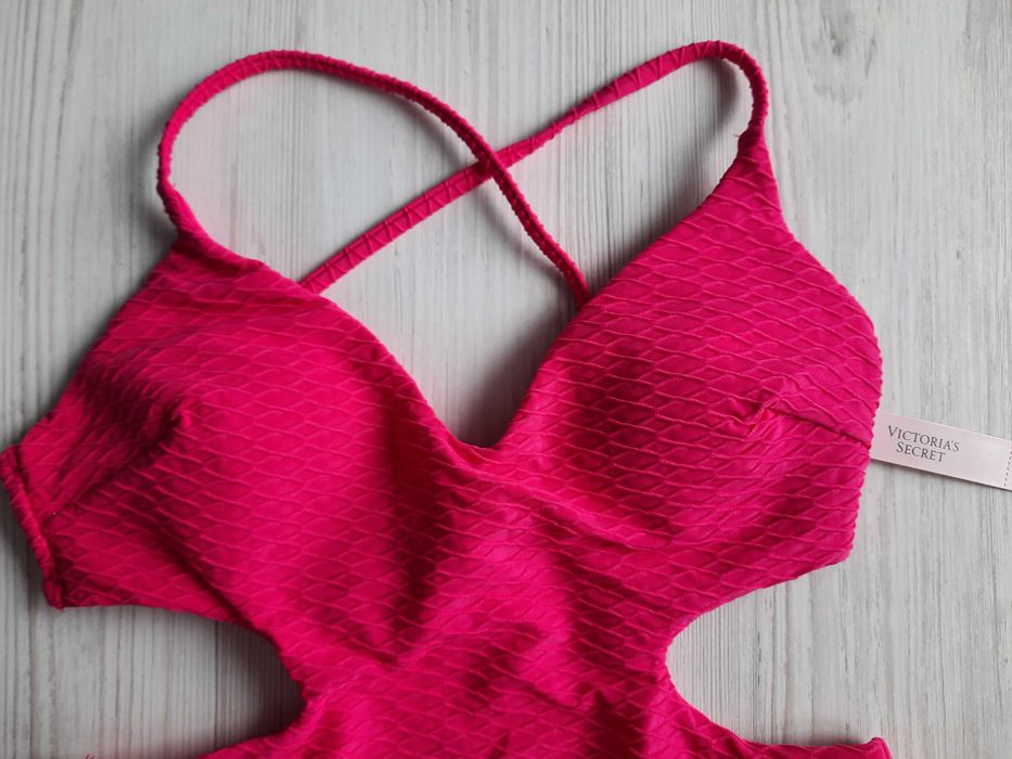 Розовый сдельный цельный купальник монокини Victoria's secret XS
