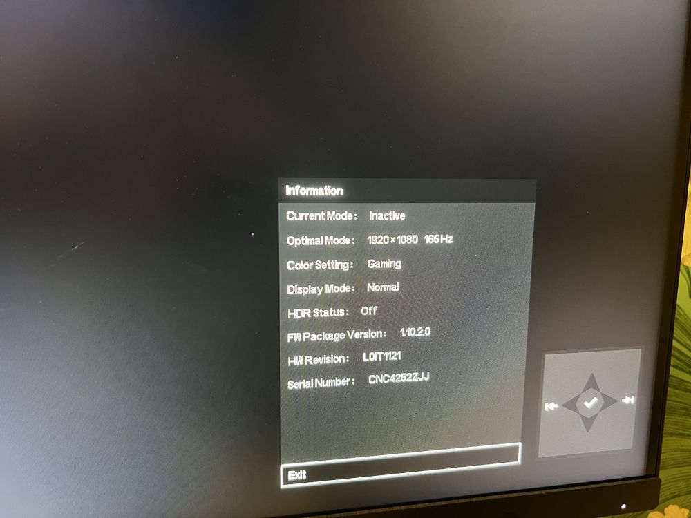 Monitor omen 27’ 165Hz