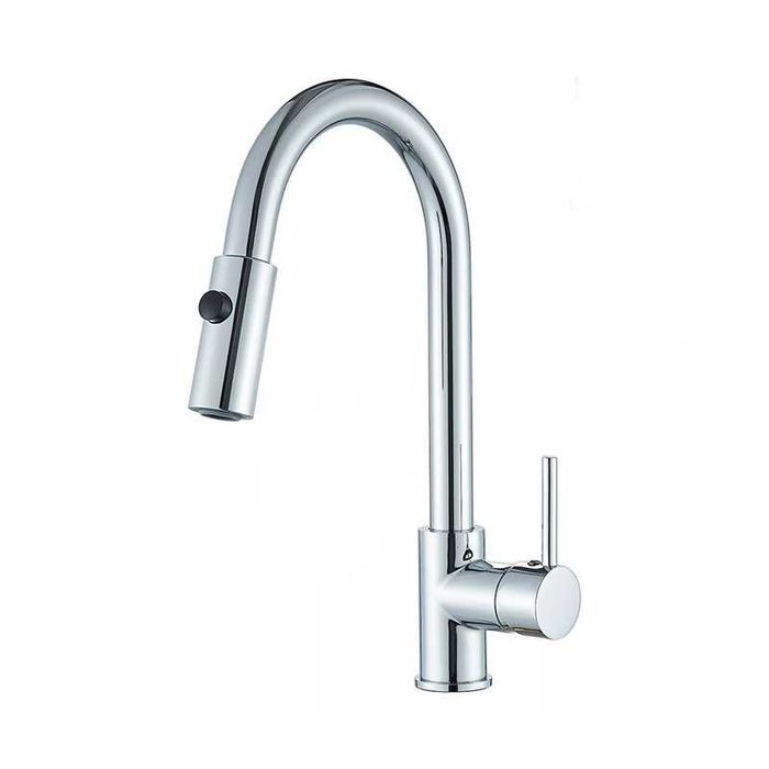 Bateria kuchenna stojąca z wyciąganą wylewką srebrna