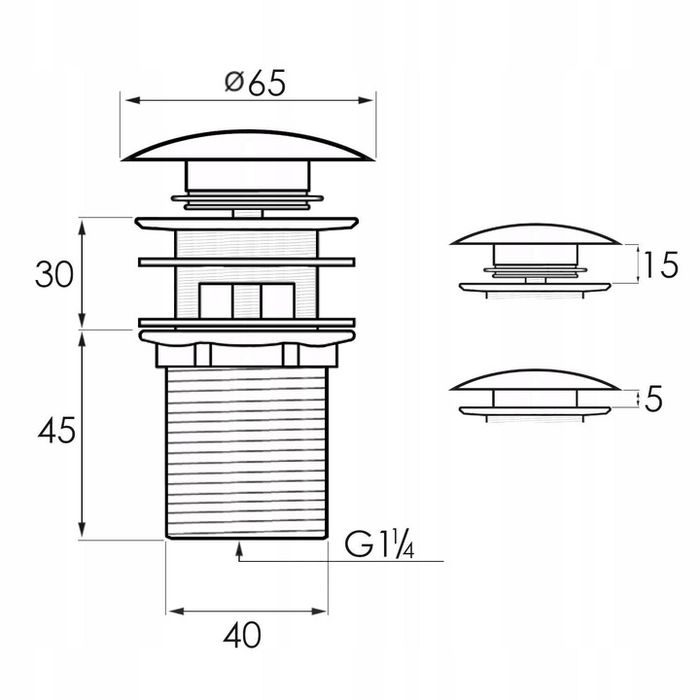 Korek Klik-Klak Do Umywalki Z Przelewem Do Łazienki Złoty