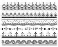 stz649 naklejki wodne czarne nalepki na paznokcie