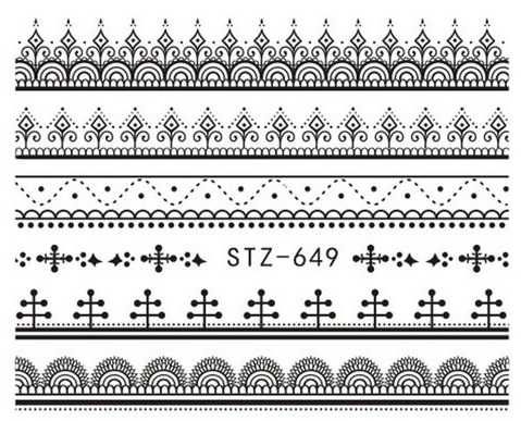 stz649 naklejki wodne czarne nalepki na paznokcie