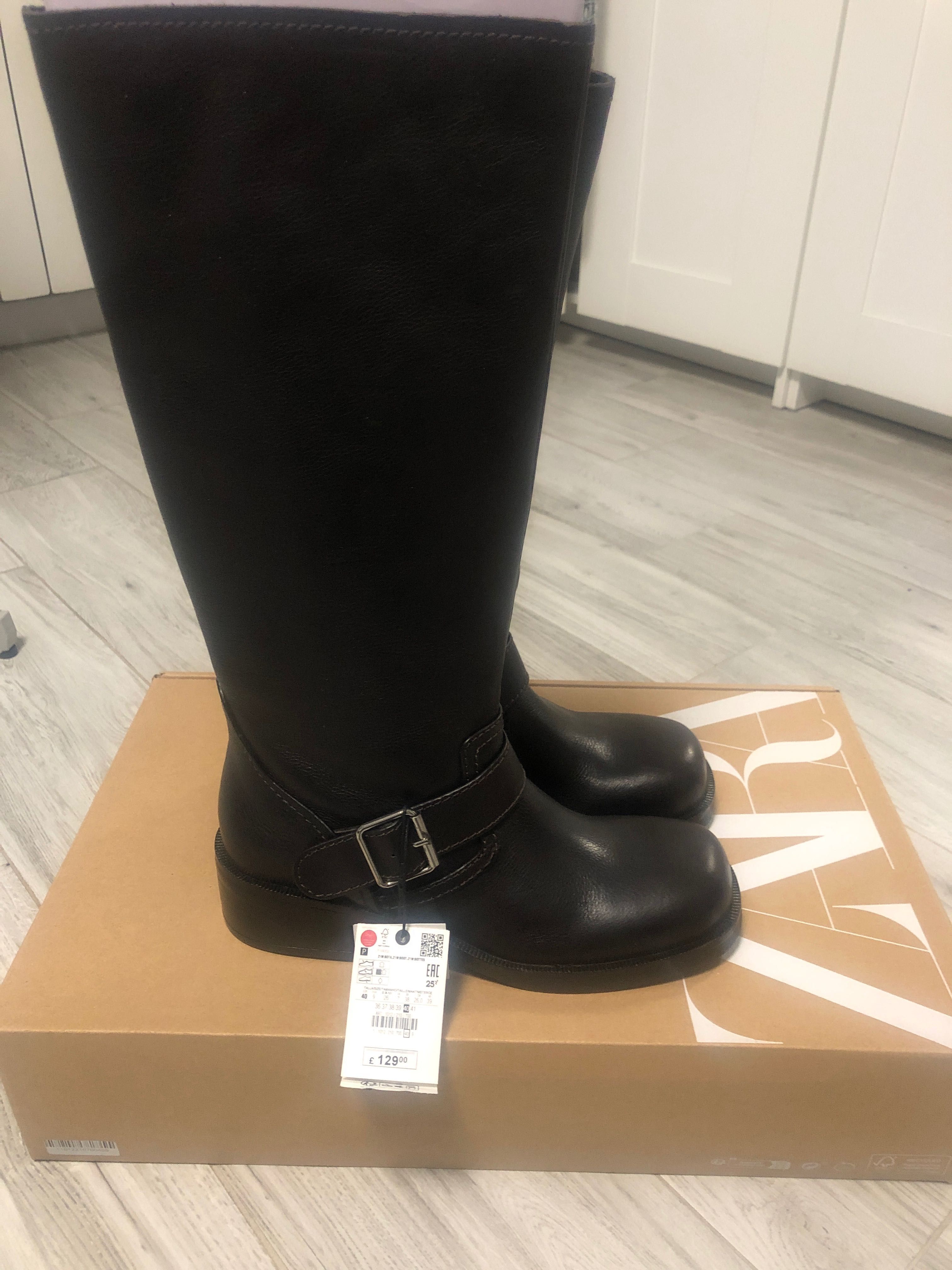 Nowe kozaki skórzane zara r.40